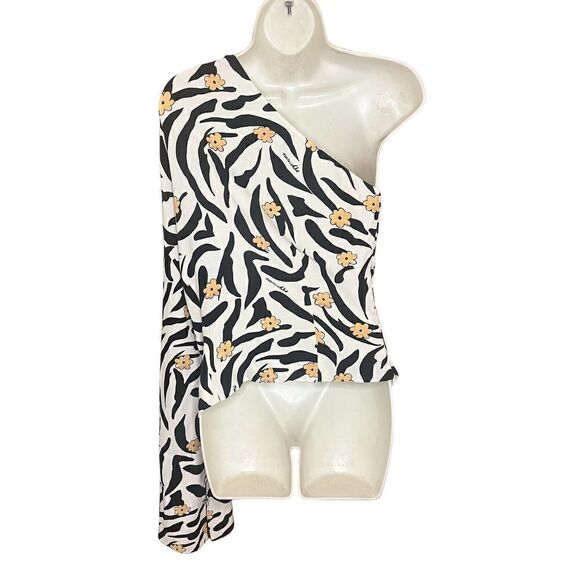 NANUSHKA Laurine Asymmetric One Sleeve Top in Animal sprint NWOT Size Large - Picture 8 of 11